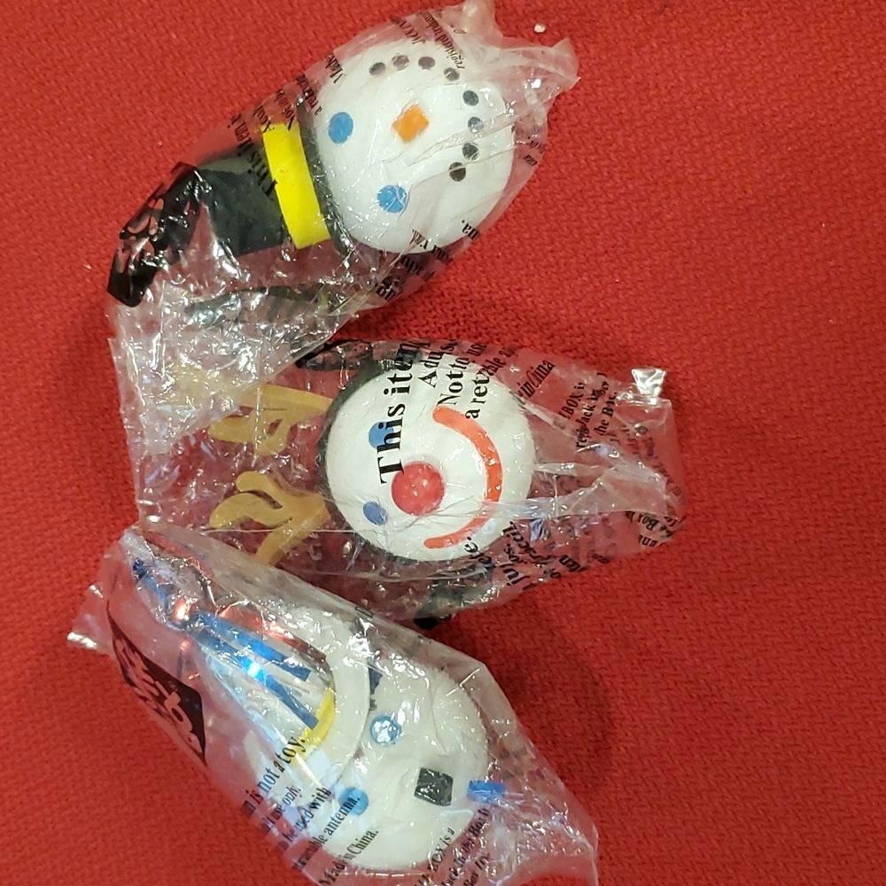 Set of Three Jack in the Box antenna toppers Reindeer Snowman
